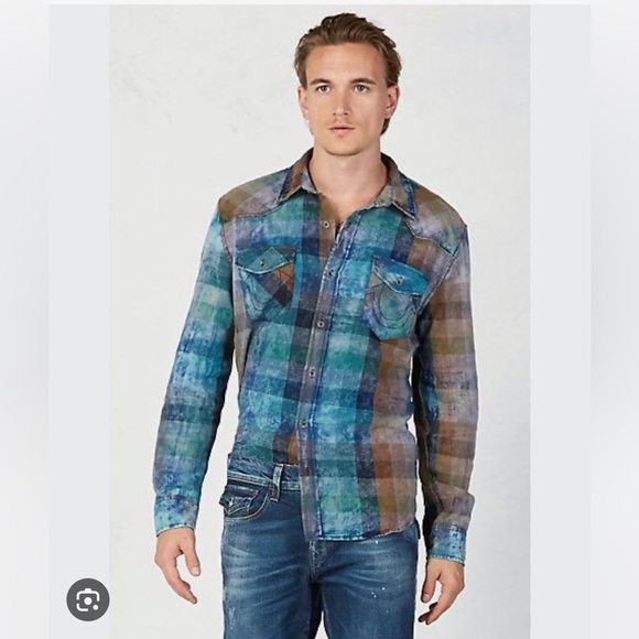 TRUE RELIGION Western Plaid MENS Shirt Ace Size XXL BRAND NEW - Picture 2 of 16